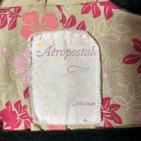 Vintage Aeropostale Jacket Womens M Tan Khaki Long Sleeve Button Down Y2K - Picture 3 of 16